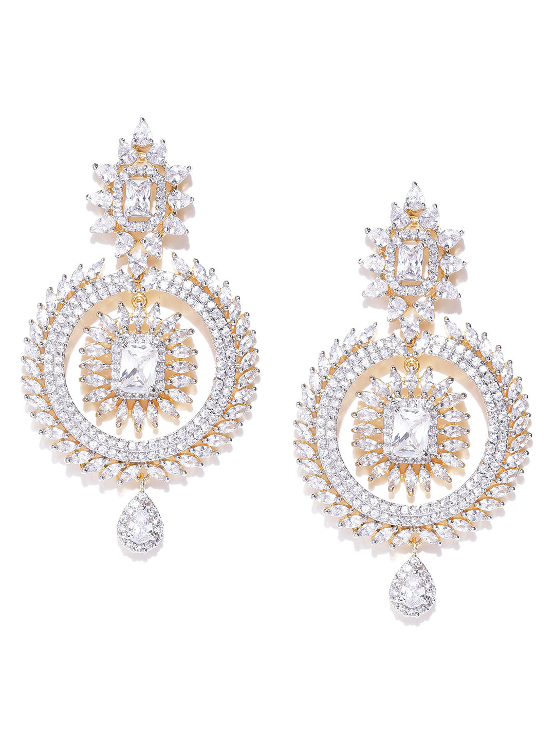 YouBella Gold-Plated Stone-Studded Circular Drop Earrings